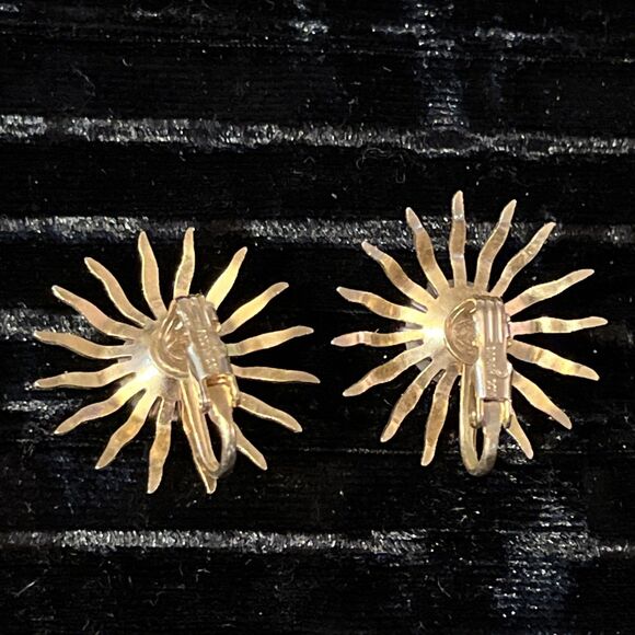 Vintage Sarah Coventry Clip On Earrings Women's Fascination Sunburst Atomic MCM - Picture 4 of 7